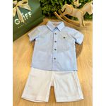 Conjunto Bata Em Linho Menino + Bermuda