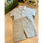 Conjunto Bata Em Linho Menino + Bermuda.