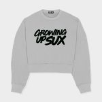BLUSA MOLETINHO SUX OVERSIZED CROPPED CLASSICS CINZA