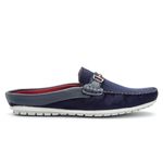 Mule Masculino Estilo Mocassim Com Sola Costurada Em Camurça Azul Marinho 112-db