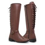 Bota Montaria Feminina Capuccino Com Amarração Traseira 11653-SCH