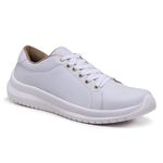 Tênis Feminino Casual Leve de Amarração Branco 302-W