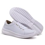 Tênis Feminino Casual Leve de Amarração Branco 302-W