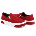 Slip On Feminino em Camurça Vermelho Solado Com Tiras 503-GG