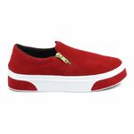 Slip On Feminino em Camurça Vermelho Solado Com Tiras 503-GG