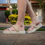 Sandália Papete Tressê Feminina Birken Com Tiras Trançadas Plataforma Macia 901-GG - Off White