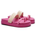 Sandália Papete Tressê Feminina Birken Com Tiras Trançadas Plataforma Macia 901-GG - Pink