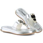 Sandália Flat Mary Feminina Plataforma 908-GG - Prata