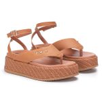 Sandália Plataforma Feminina Luna Tira Asa Delta 909-GG - Caramelo