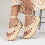 Sandália Plataforma Feminina Luna Tira Asa Delta 909-GG - Off White