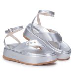 Sandália Plataforma Feminina Luna Tira Asa Delta 909-GG - Prata