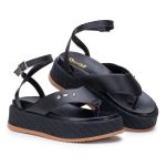 Sandália Plataforma Feminina Luna Tira Asa Delta 909-GG - Preto