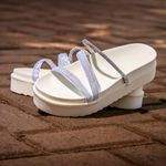 Papete Birken Feminina de Manta Strass Sandalia Rasteirinha Glitter 920-W - Off White