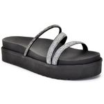 Papete Birken Feminina de Manta Strass Sandalia Rasteirinha Glitter 920-W - Preto