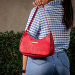 Bolsa Meia Lua Feminina Vermelho BCC01 Com Forro