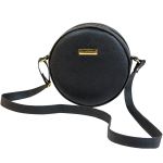 Bolsa Redonda Feminina Lisa Couro Eco Bag Transversal Preto