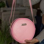 Bolsa Redonda Feminina Lisa Couro Eco Bag Transversal Rosa