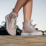 Tênis Sneaker Feminino Botinha Com Ziper Lateral - Rosa