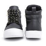 Tênis Sneaker Feminino Botinha Com Ziper Lateral - Preto