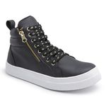 Tênis Sneaker Feminino Botinha Com Ziper Lateral - Preto