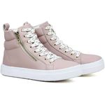 Tênis Sneaker Feminino Botinha Com Ziper Lateral - Rosa