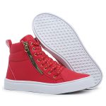 Tênis Sneaker Feminino Botinha Com Ziper Lateral - Vermelho