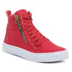 Tênis Sneaker Feminino Botinha Com Ziper Lateral - Vermelho