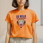 Camiseta Feminina Onça T-shirt Tigre - Laranja