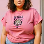 Camiseta Feminina Onça T-shirt Tigre - Rosa