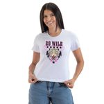 Camiseta Feminina Onça T-shirt Tigre - Branco