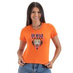 Camiseta Feminina Onça T-shirt Tigre - Laranja