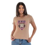 Camiseta Feminina Onça T-shirt Tigre - Caqui