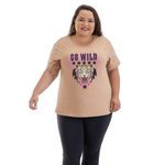 Camiseta Feminina Onça T-shirt Tigre - Caqui