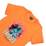 Camiseta Feminina T-shirts Flor com Fogo Exposed - Laranja