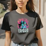 Camiseta Feminina T-shirts Flor com Fogo Exposed - Preto