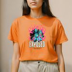 Camiseta Feminina T-shirts Flor com Fogo Exposed - Laranja