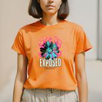 Camiseta Feminina T-shirts Flor com Fogo Exposed - Laranja