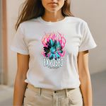 Camiseta Feminina T-shirts Flor com Fogo Exposed - Branco