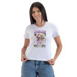 Camiseta Feminina T-shirts Tigre Raio Roxo - Branco