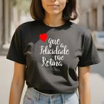 Camiseta Feminina T-shirt Que a Felicidade Vire Rotina - Preto