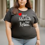 Camiseta Feminina T-shirt Que a Felicidade Vire Rotina - Preto