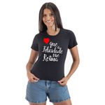 Camiseta Feminina T-shirt Que a Felicidade Vire Rotina - Preto