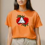 Camiseta Feminina T-shirt Rosas Vermelhas - Laranja