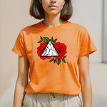 Camiseta Feminina T-shirt Rosas Vermelhas - Laranja