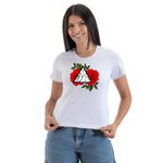 Camiseta Feminina T-shirt Rosas Vermelhas - Branco