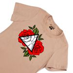 Camiseta Feminina T-shirt Rosas Vermelhas - Caqui