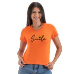Camiseta T-shirt Feminina Smile Girassol Blusinha Camisa Moda Plus Size - Laranja