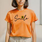 Camiseta T-shirt Feminina Smile Girassol Blusinha Camisa Moda Plus Size - Laranja