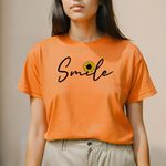 Camiseta T-shirt Feminina Smile Girassol Blusinha Camisa Moda Plus Size - Laranja