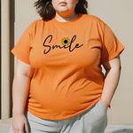 Camiseta T-shirt Feminina Smile Girassol Blusinha Camisa Moda Plus Size - Laranja